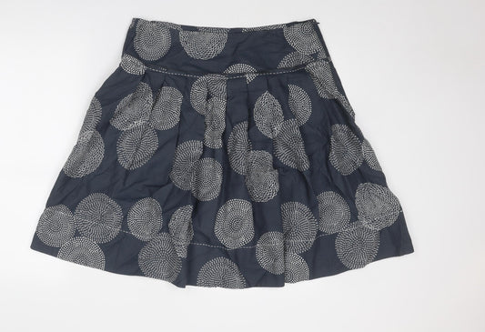 Marks and Spencer Womens Grey Geometric Polyester A-Line Skirt Size 34 in Zip