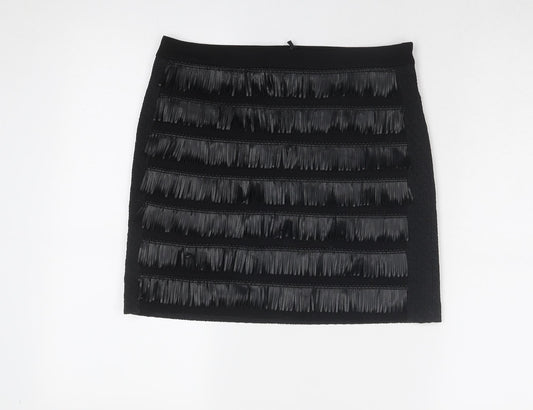 Sisley Womens Black Polyester A-Line Skirt Size 30 in Zip
