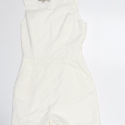 Parisian Collection Womens Ivory Polyester Playsuit One-Piece Size 8 Zip