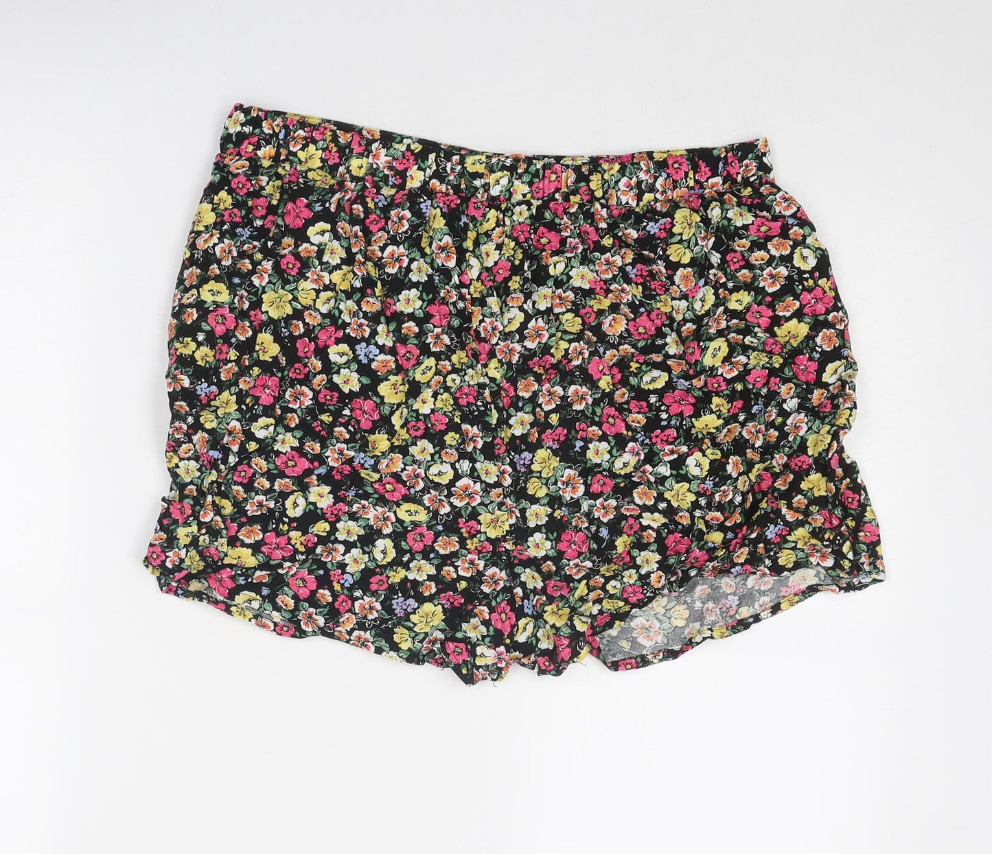 New Look Womens Multicoloured Floral Viscose Basic Shorts Size 14 Regular Pull On