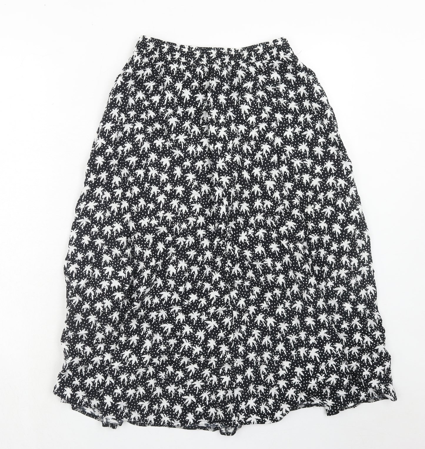 Italian Club Womens Blue Geometric Viscose Peasant Skirt Size 14 - Palm Tree Pattern