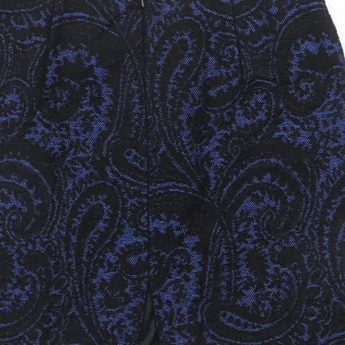 MICHELE Womens Blue Geometric Polyester A-Line Skirt Size 18 Zip
