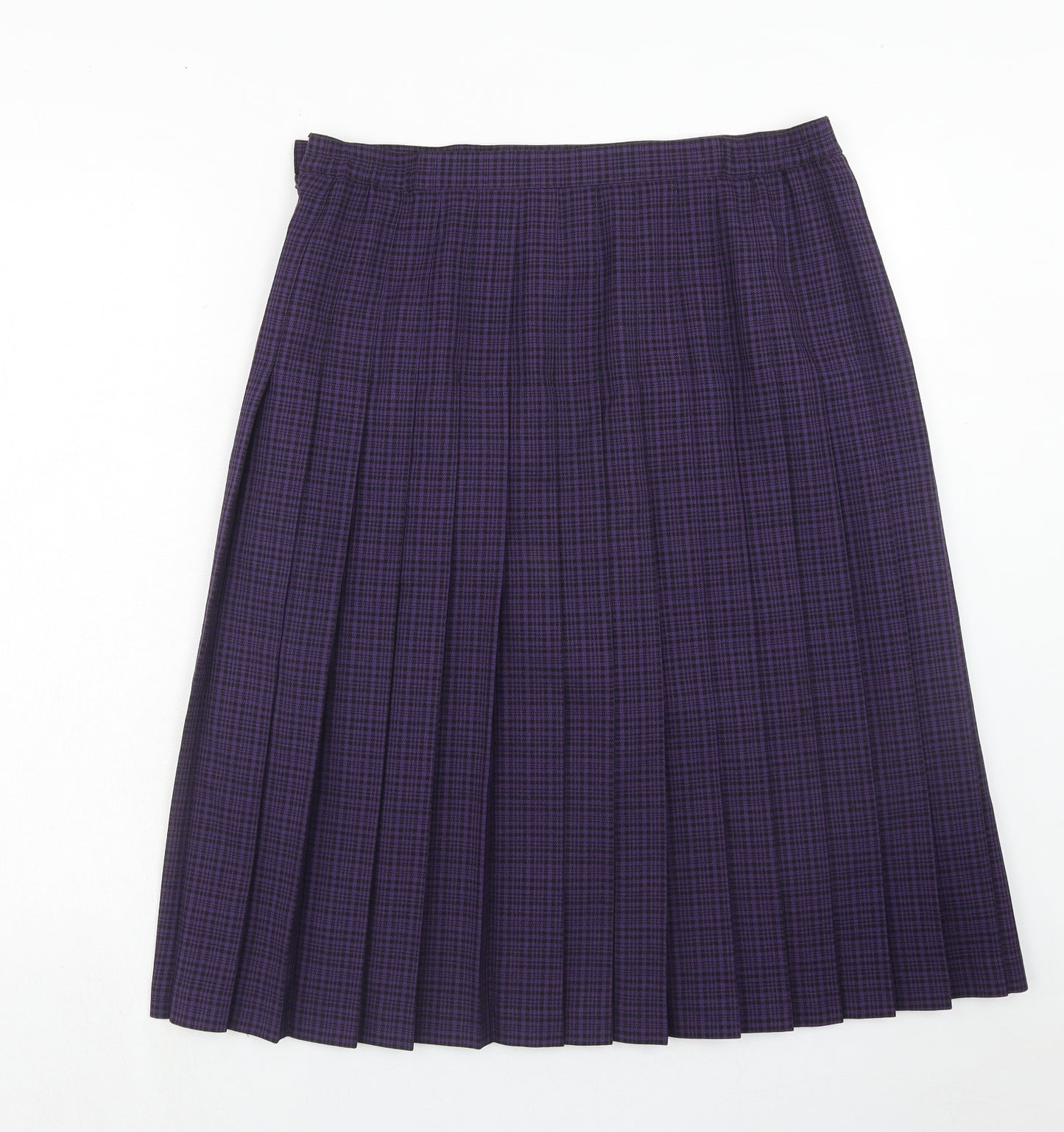 EWM Womens Purple Geometric Polyester Pleated Skirt Size 16 Zip