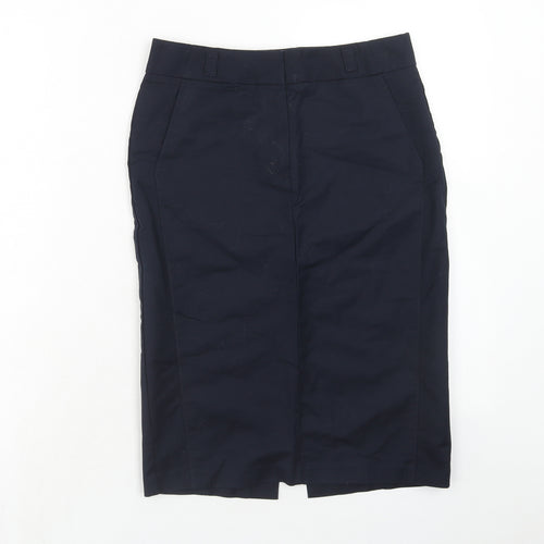 Per Una Womens Blue Cotton A-Line Skirt Size 8 Zip