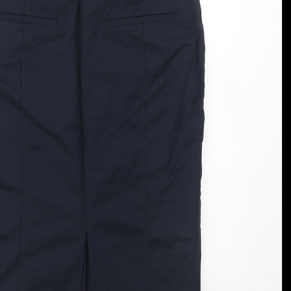 Per Una Womens Blue Cotton A-Line Skirt Size 8 Zip
