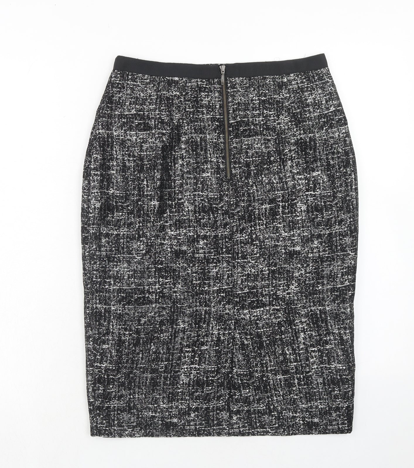 Marks and Spencer Womens Black Geometric Polyester Straight & Pencil Skirt Size 8 Zip