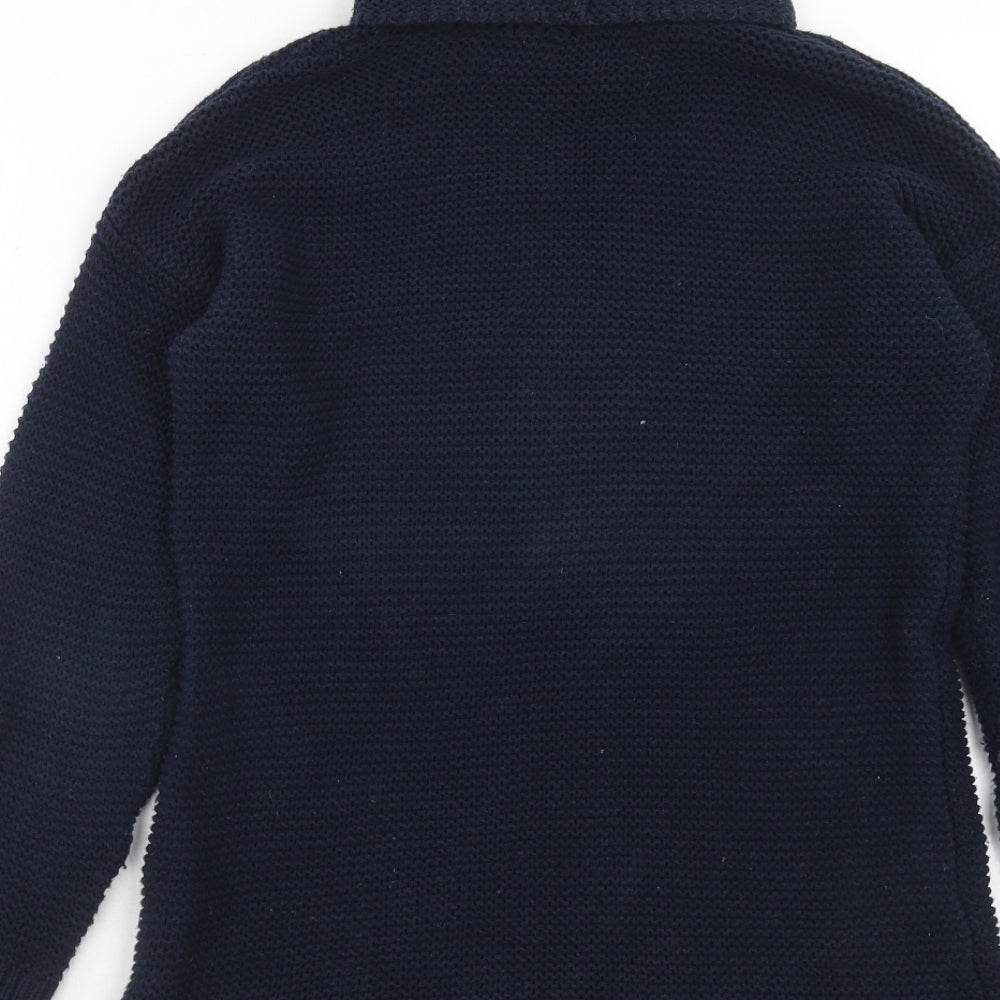 Lands' End Womens Blue Roll Neck Cotton Pullover Jumper Size XS Pullover