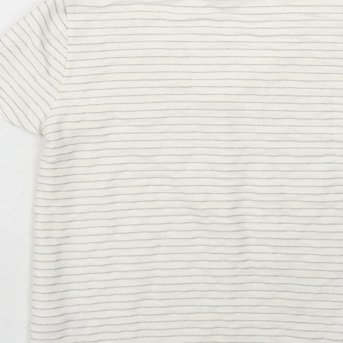 Ted Baker Womens White Striped Viscose Basic T-Shirt Size S V-Neck