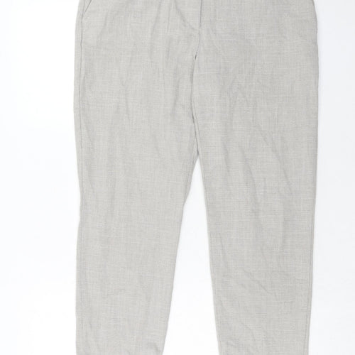 H&M Womens Grey Polyester Trousers Size 14 Regular Hook & Eye