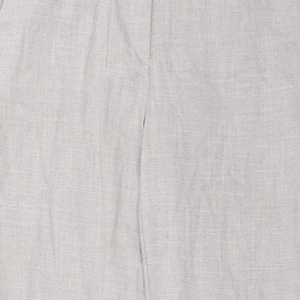 H&M Womens Grey Polyester Trousers Size 14 Regular Hook & Eye