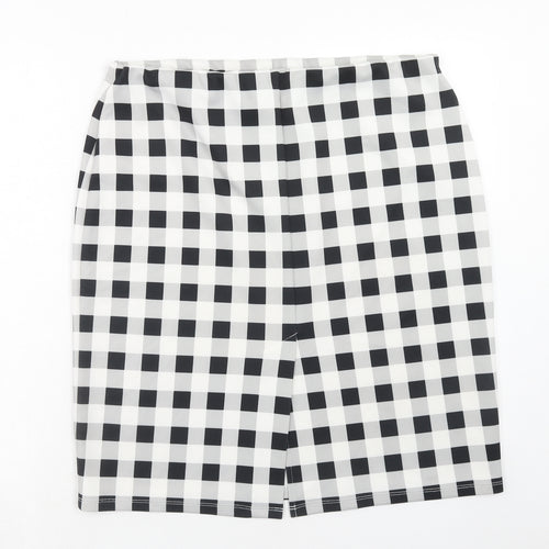 Marks and Spencer Womens Grey Check Polyester A-Line Skirt Size 18