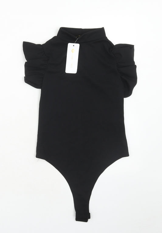 I SAW IT FIRST Womens Black Polyester Bodysuit One-Piece Size 6 Snap