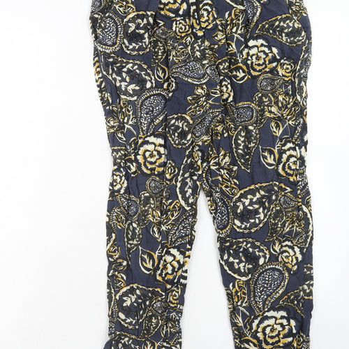 River Island Womens Blue Geometric Viscose Trousers Size 8 Regular Zip