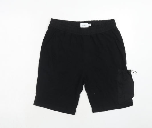 Topman Womens Black Polyester Cargo Shorts Size M Regular Pull On