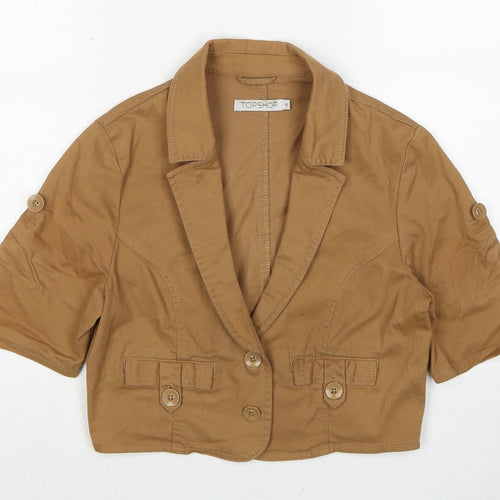 Topshop Womens Brown Jacket Size 12 Button
