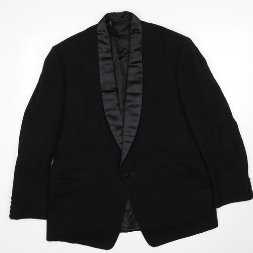 Burton Mens Black Wool Tuxedo Suit Jacket Size 44 Regular