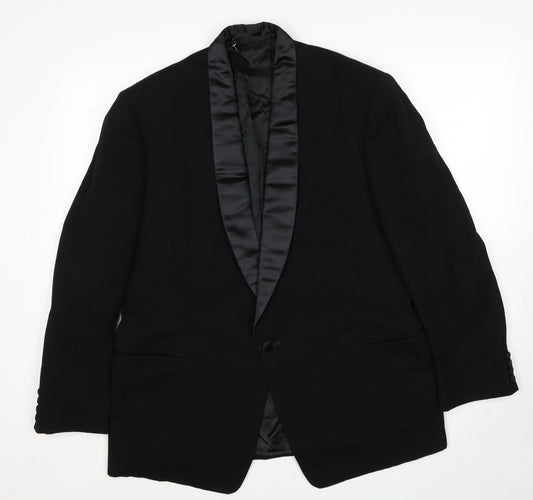 Burton Mens Black Wool Tuxedo Suit Jacket Size 44 Regular