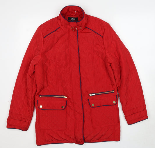 JBC Collection Womens Red Quilted Coat Size 10 Zip