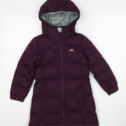 Trespass Girls Purple Quilted Coat Size 3-4 Years Zip