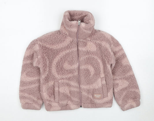 abercrombie kids Girls Pink Geometric Jacket Size 7-8 Years Zip - Teddy Bear Style