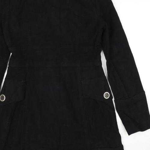 Mango Womens Black Pea Coat Coat Size M Button