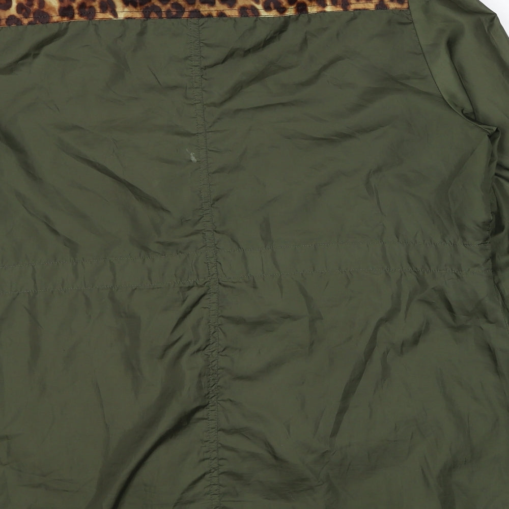 Internacionale Womens Green Animal Print Jacket Size 14 Zip - Leopard Print