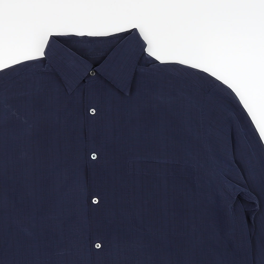 NEXT Mens Blue Modal Button-Up Size L Collared Button
