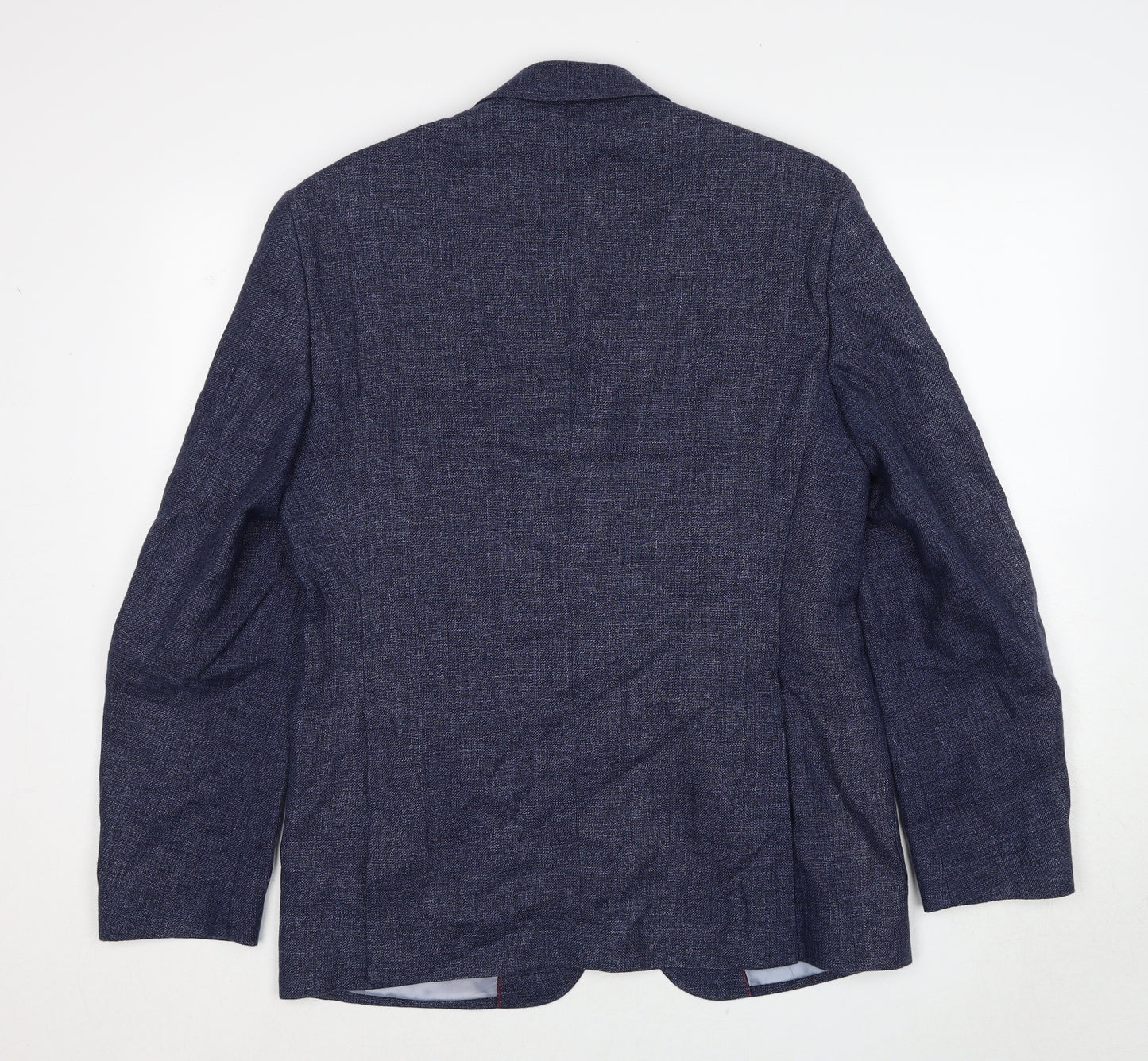 Marks and Spencer Mens Blue Geometric Linen Jacket Suit Jacket Size 46 Regular