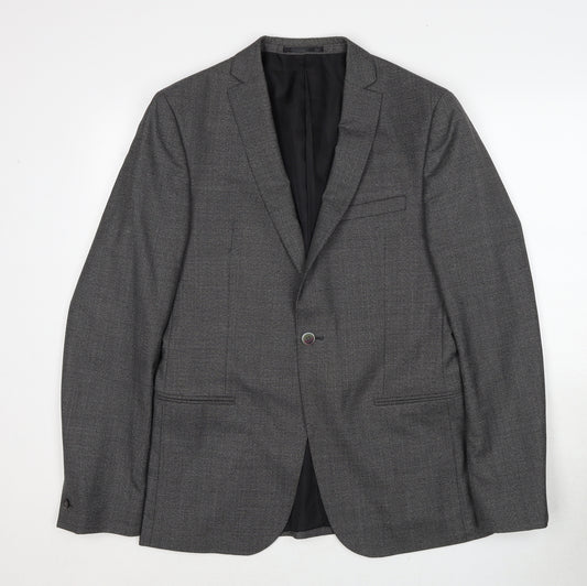 T.M.Lewin Mens Grey Wool Jacket Suit Jacket Size 40 Regular