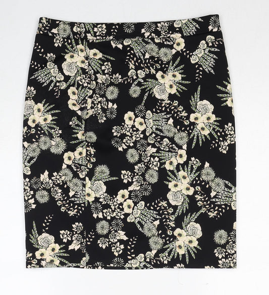 Marc Cain Womens Black Floral Polyester A-Line Skirt Size L - Label size 3