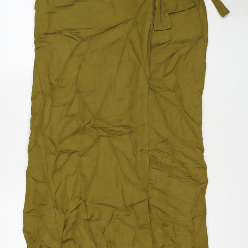 River Island Womens Green Viscose Trousers Size 12 Regular Drawstring - Trouser Wrap Skirt