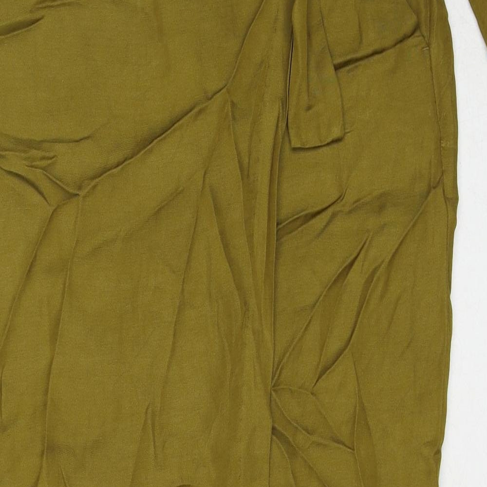 River Island Womens Green Viscose Trousers Size 12 Regular Drawstring - Trouser Wrap Skirt