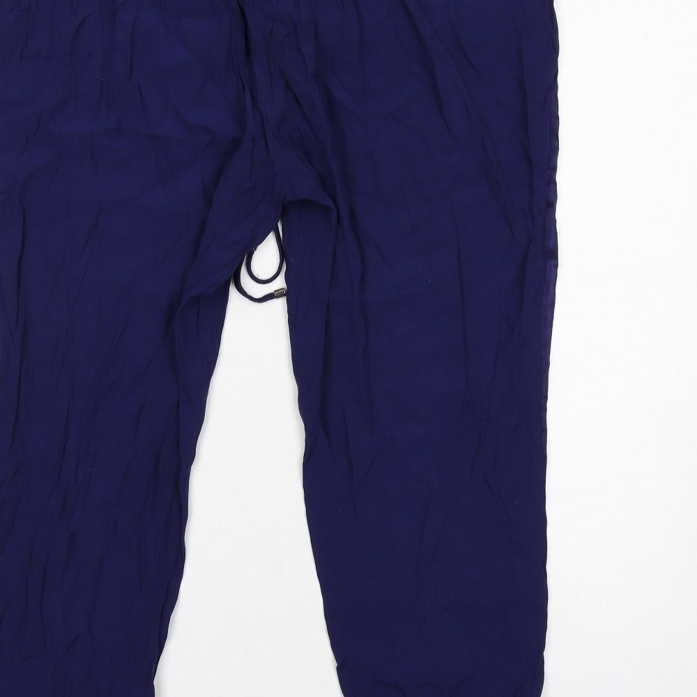 Marks and Spencer Womens Blue Viscose Trousers Size 18 Regular Drawstring