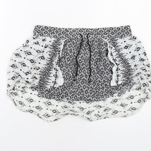 Zara Womens White Geometric Viscose Mini Skirt Size M