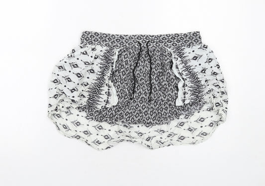 Zara Womens White Geometric Viscose Mini Skirt Size M