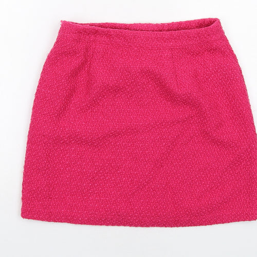 New Look Womens Pink Polyester A-Line Skirt Size 10 Zip