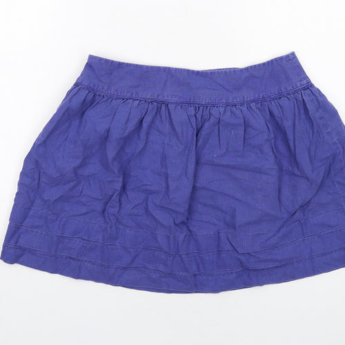 Topshop Womens Blue Linen Skater Skirt Size 12 Zip