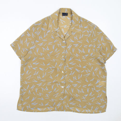 Alexon Womens Yellow Geometric Polyester Basic Button-Up Size 18 Collared
