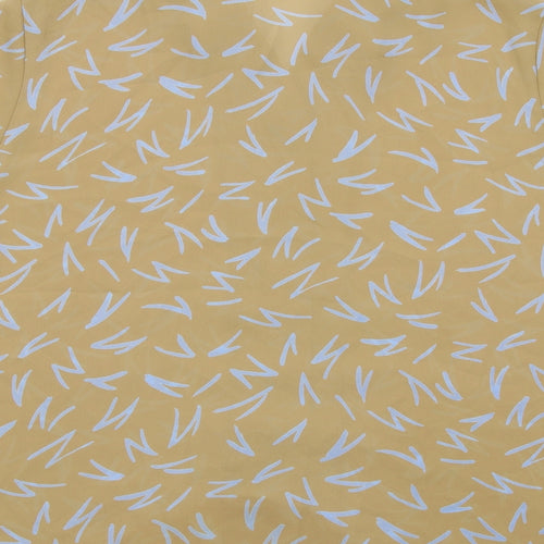 Alexon Womens Yellow Geometric Polyester Basic Button-Up Size 18 Collared