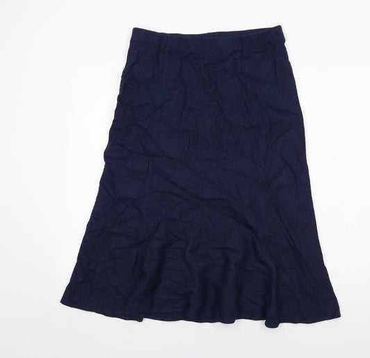 EWM Womens Blue Linen Swing Skirt Size 12