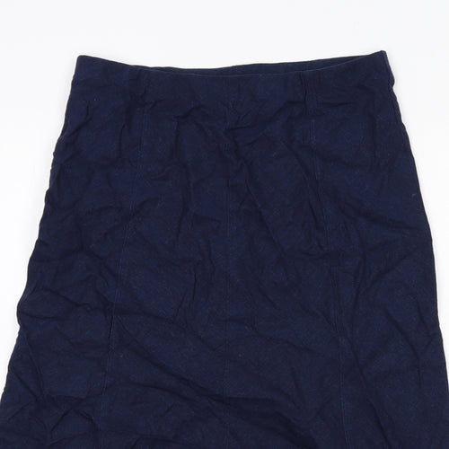 EWM Womens Blue Linen Swing Skirt Size 12