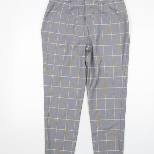 Dorothy Perkins Womens Grey Check Polyester Trousers Size 12 Regular Zip