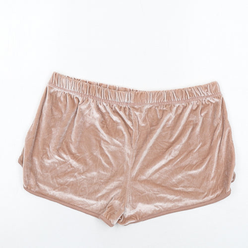 Topshop Womens Pink Polyester Hot Pants Shorts Size 12 Regular Pull On