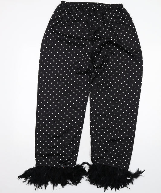 Cameo Rose Womens Black Polka Dot Polyester Trousers Size 14 Regular - Feather Cuff