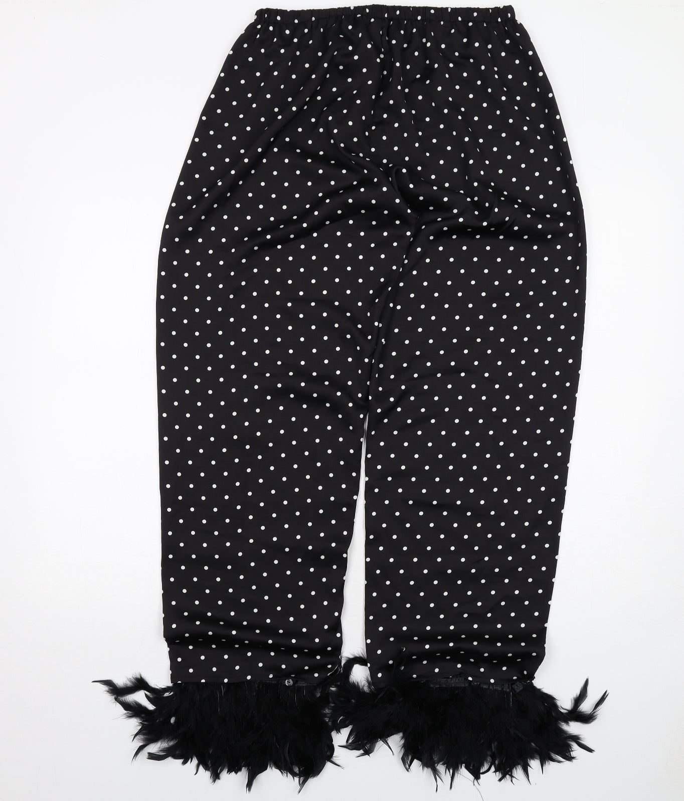 Cameo Rose Womens Black Polka Dot Polyester Trousers Size 14 Regular - Feather Cuff