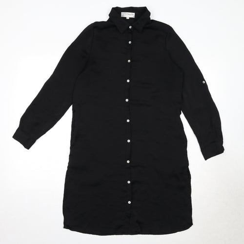 Voulez-Vous Womens Black Polyester Shirt Dress Size 8 Collared Button - Back Detail