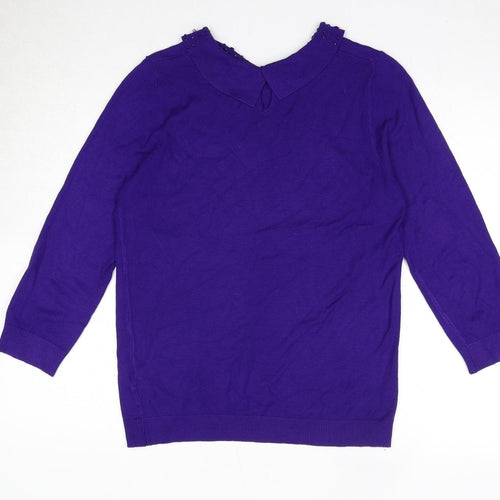 Debenhams Womens Purple Collared Viscose Pullover Jumper Size 12