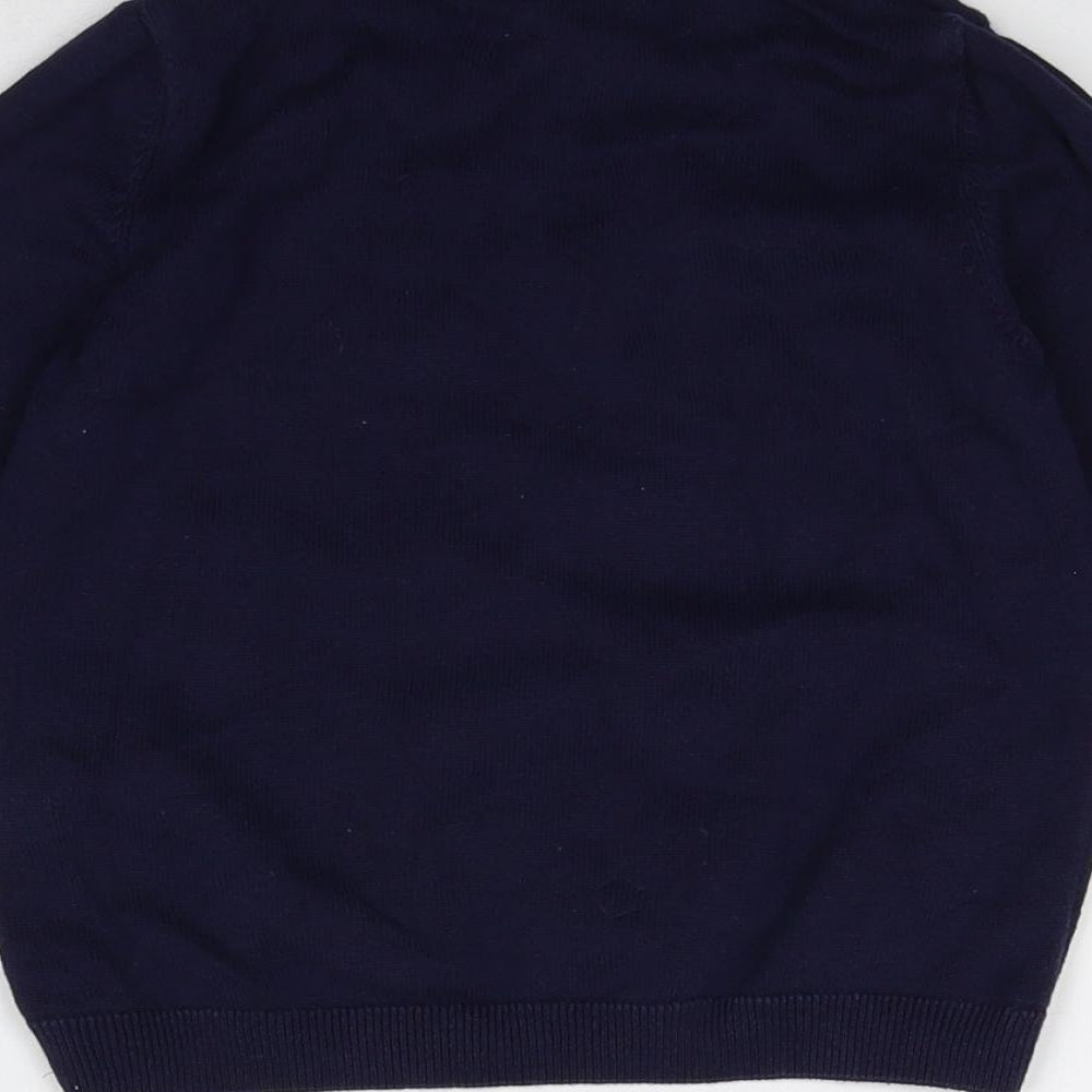 Marks and Spencer Boys Blue Roll Neck Cotton Pullover Jumper Size 3-4 Years