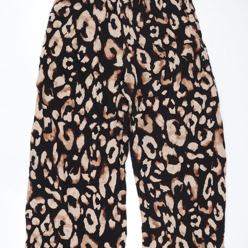H&M Womens Brown Geometric Viscose Trousers Size S Regular