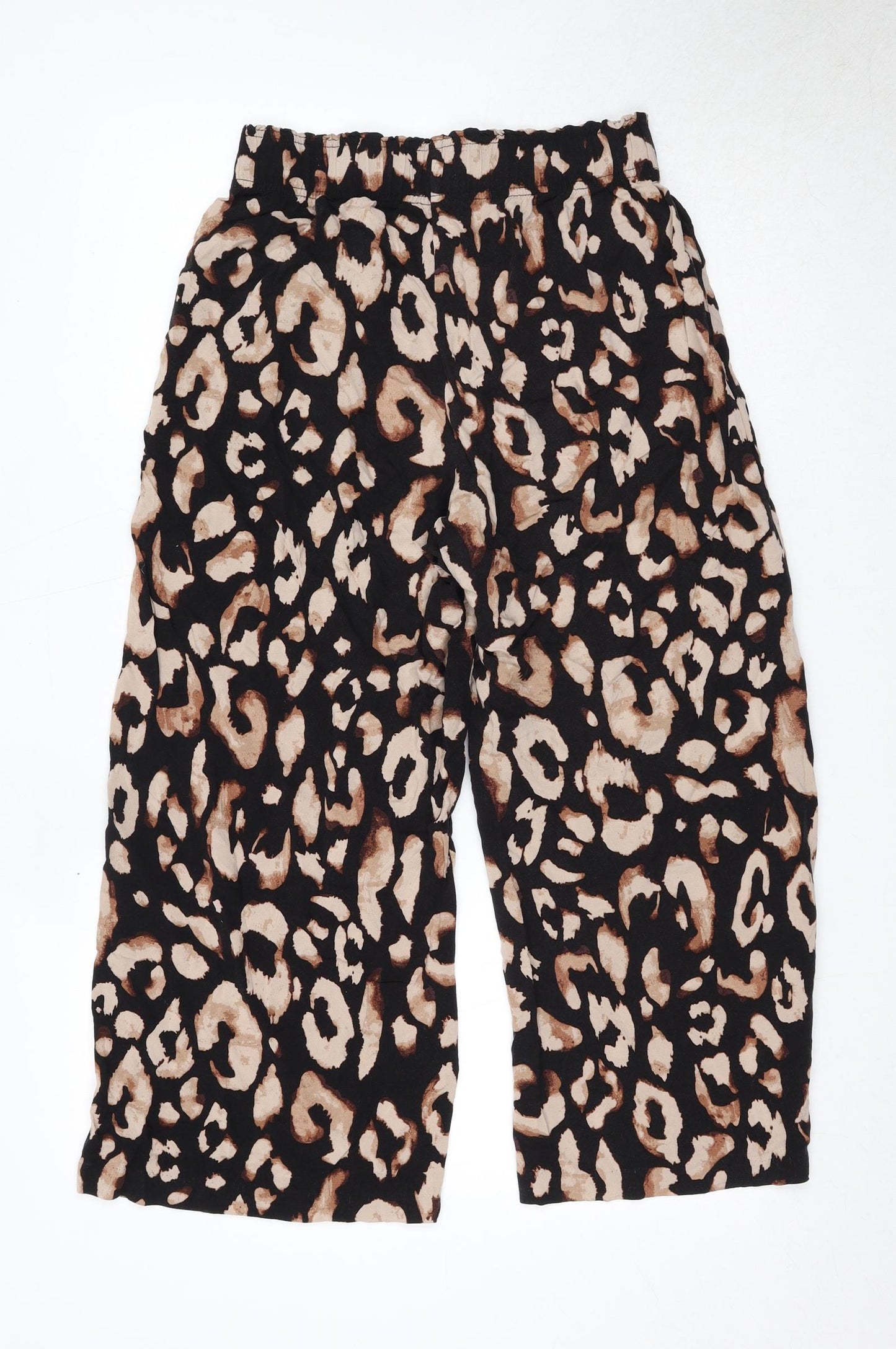 H&M Womens Brown Geometric Viscose Trousers Size S Regular